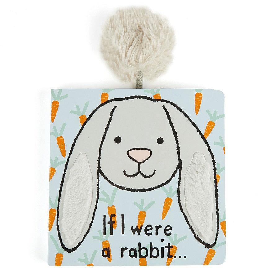 Jellycat If I were a Rabbit Board Book and Small Bashful Grey Bunny Plush Set