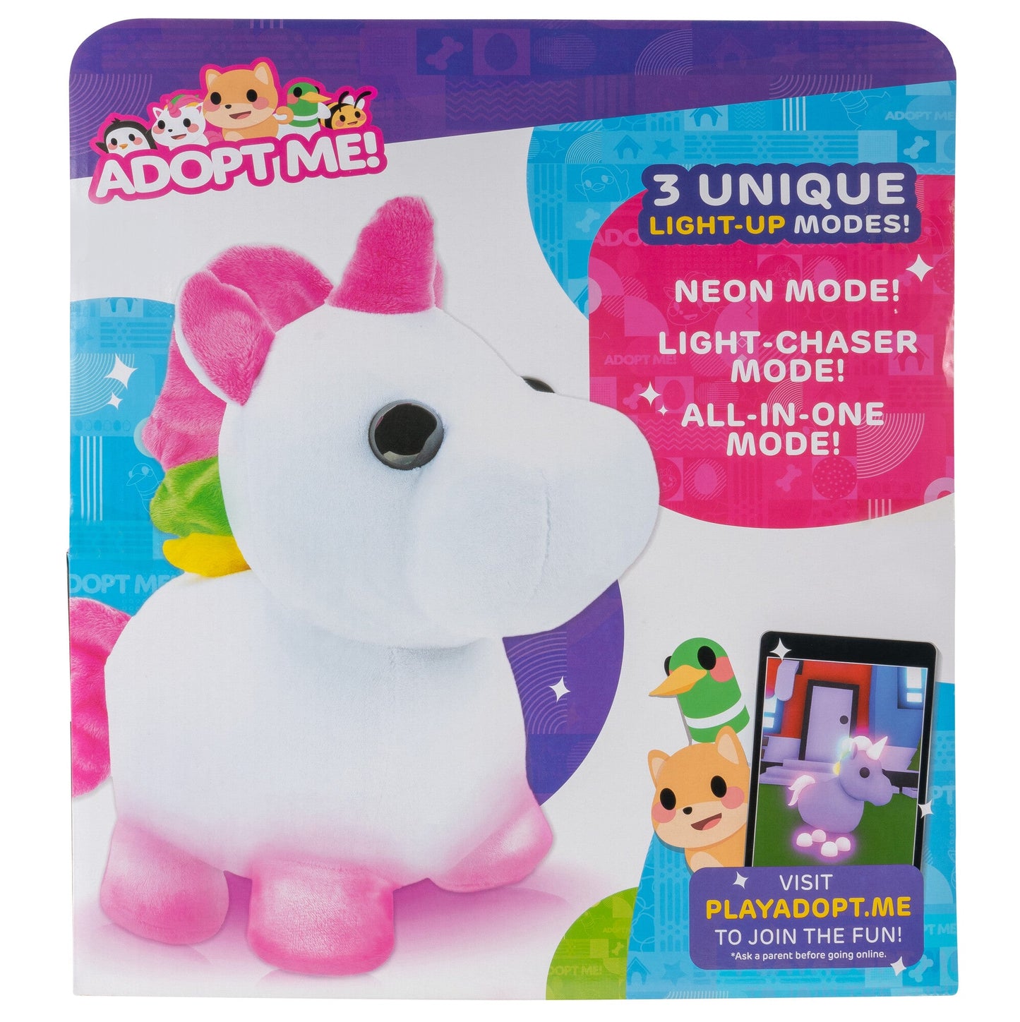 Adopt Me! Neon Unicorn Light-Up Plush