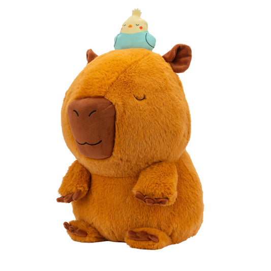 Russ 14-Inch Sleepy Capybara with Bird Plush