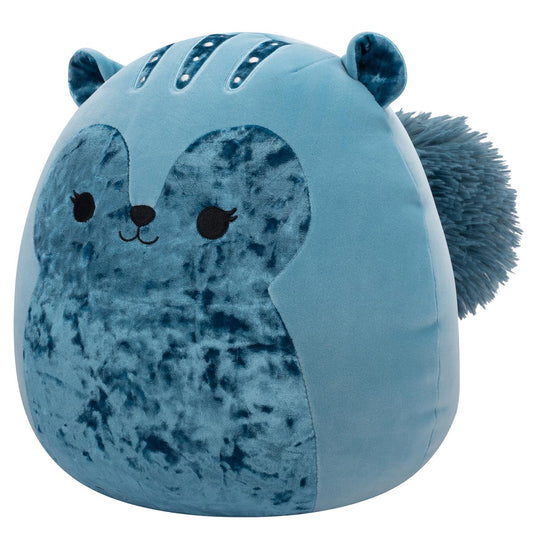 14-Inch Brunhilda the Blue Tonal Squirrel with Velvet Accents