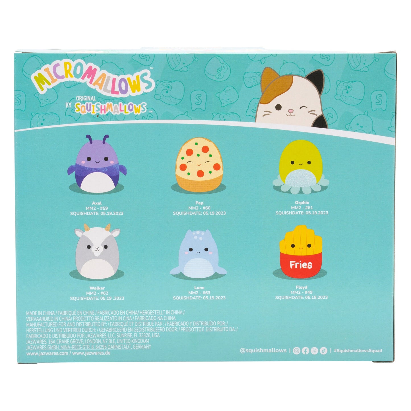 Micromallows 6-Pack – Axel Beetle, Lune Loch Ness Monster, Floyd French Fries, Orphie Octopus, Pep Pizza, Walker Goat