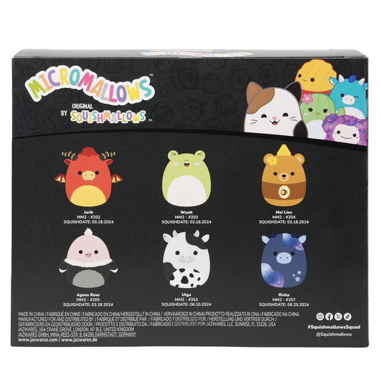 Micromallows Select Series 6-Pack - Ulga Cow, Mei Lien Honey Bear, Agnes Rose Ostrich, Jarik Dragon, Wyatt Frog, Rivka Cow