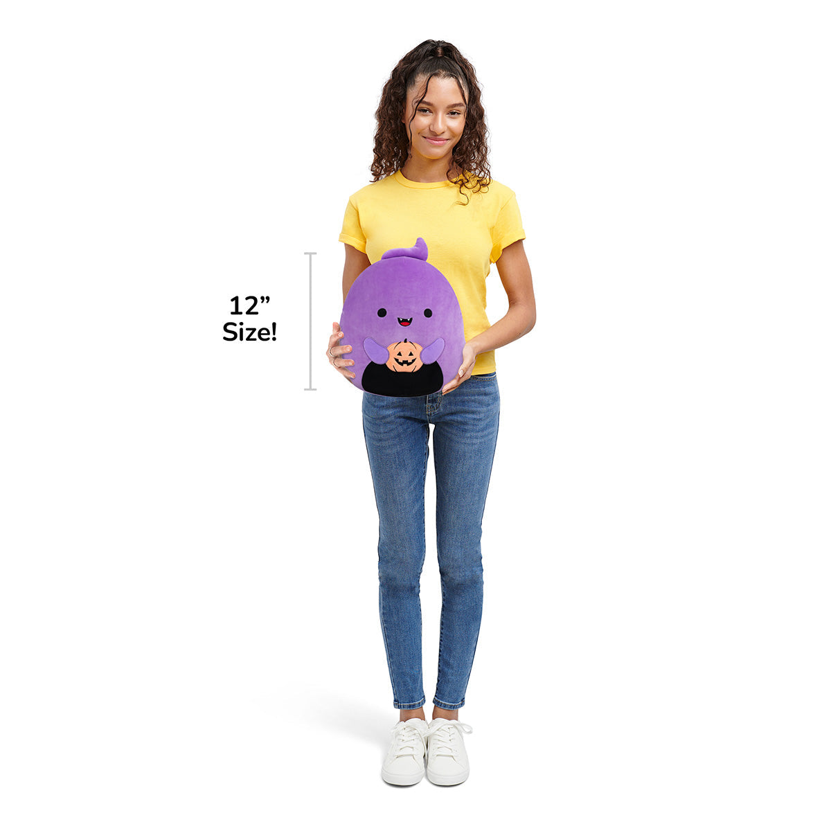 12-Inch Jordon the Purple Ghost Holding Jack O'Lantern