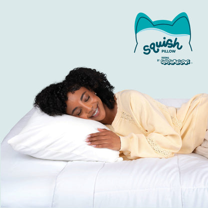 SquishPillow Firm Density Bed Pillow and Pillowcase Cover 2-Pack