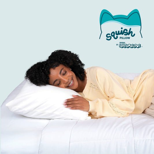 SquishPillow Firm Density Bed Pillow and Pillowcase Cover 2-Pack