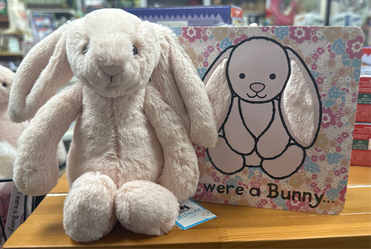 Jellycat If I were a Bunny Board Book and Small Bashful Blush Bunny Plush Set
