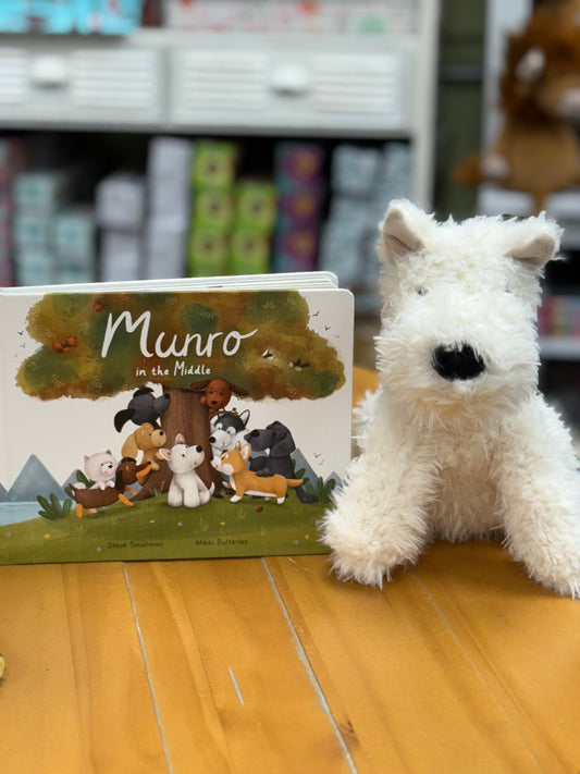 Jellycat Munro in the Middle Book and Munro Scottie Dog Medium Plush Set