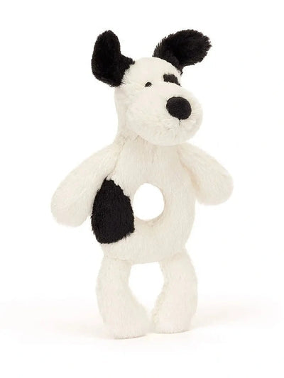 Jellycat Bashful Black & Cream Puppy Ring Rattle