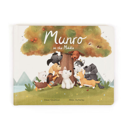 Jellycat Munro in the Middle Book and Munro Scottie Dog Medium Plush Set