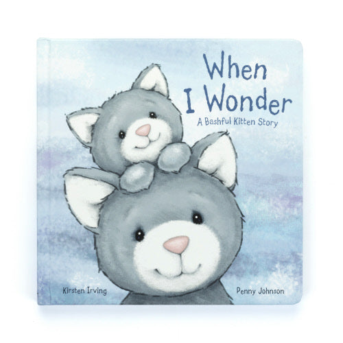 Jellycat Bashful Kitten Medium Plush and When I wonder Book