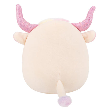 5-Inch Dagnus the Tan Highland Cow with Rainbow Tie-Dye Belly