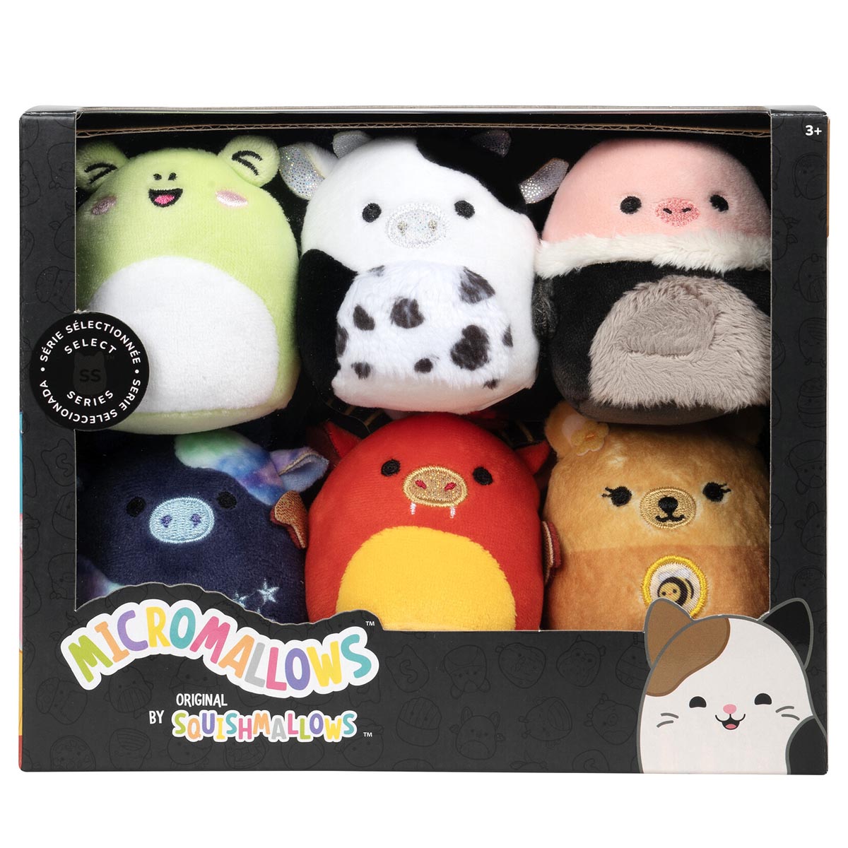 Micromallows Select Series 6-Pack - Ulga Cow, Mei Lien Honey Bear, Agnes Rose Ostrich, Jarik Dragon, Wyatt Frog, Rivka Cow