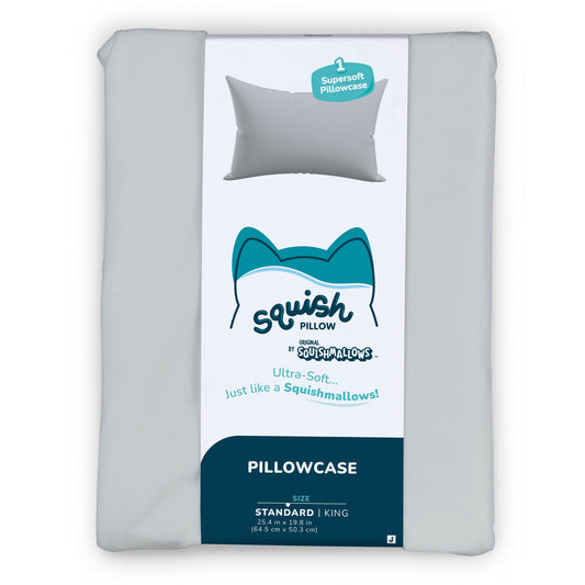 “Solid Slumber” Light Grey SquishPillow Pillowcase (Standard Size)